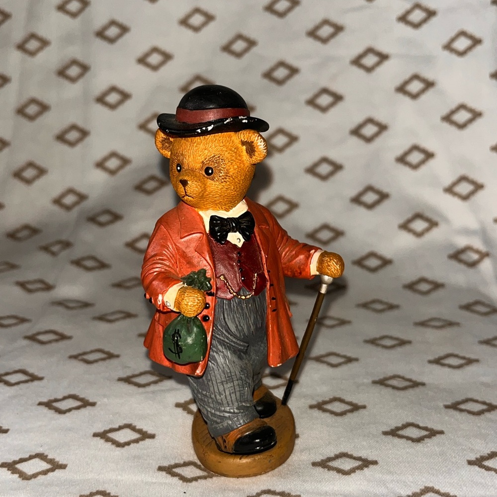 Tesori Mr. Money Paws Bear Figurine in Orange and Black